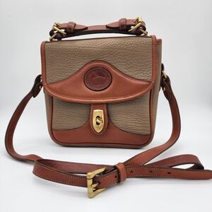 Dooney & Bourke Vintage All-Weather Leather Crossbody Bag Taupe Cognac Trim